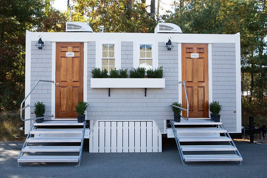 Wedding restroom units discretely staged at a venue in Newark, New Jersey
